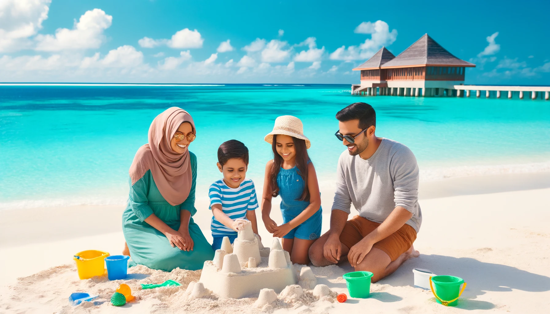 Parent and child playing on the beach